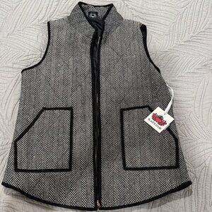 Katydid Black and White Herringbone Vest